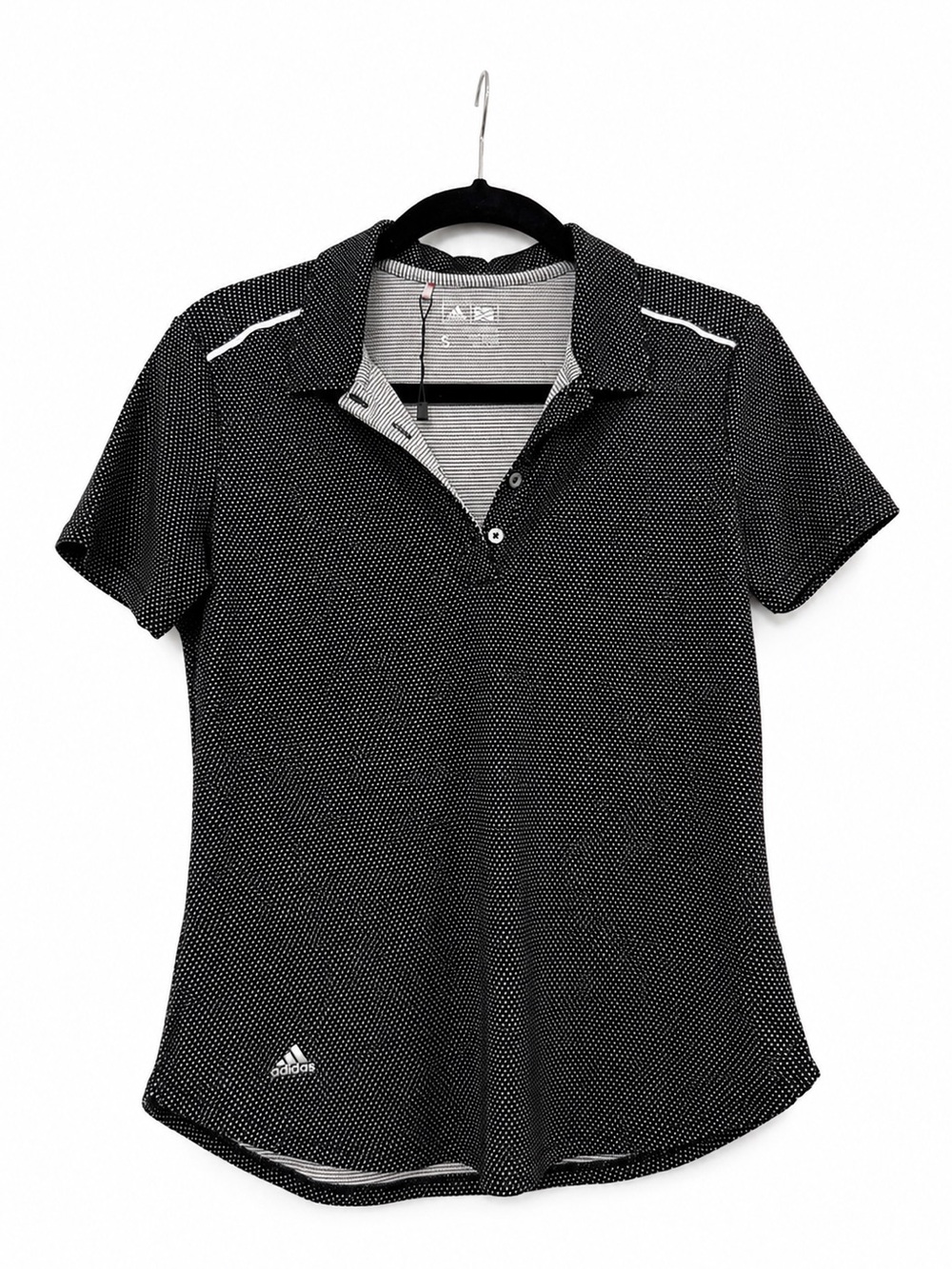 Adidas Golf Women’s Small Microdot Short Sleeve Polo Black White BC1143